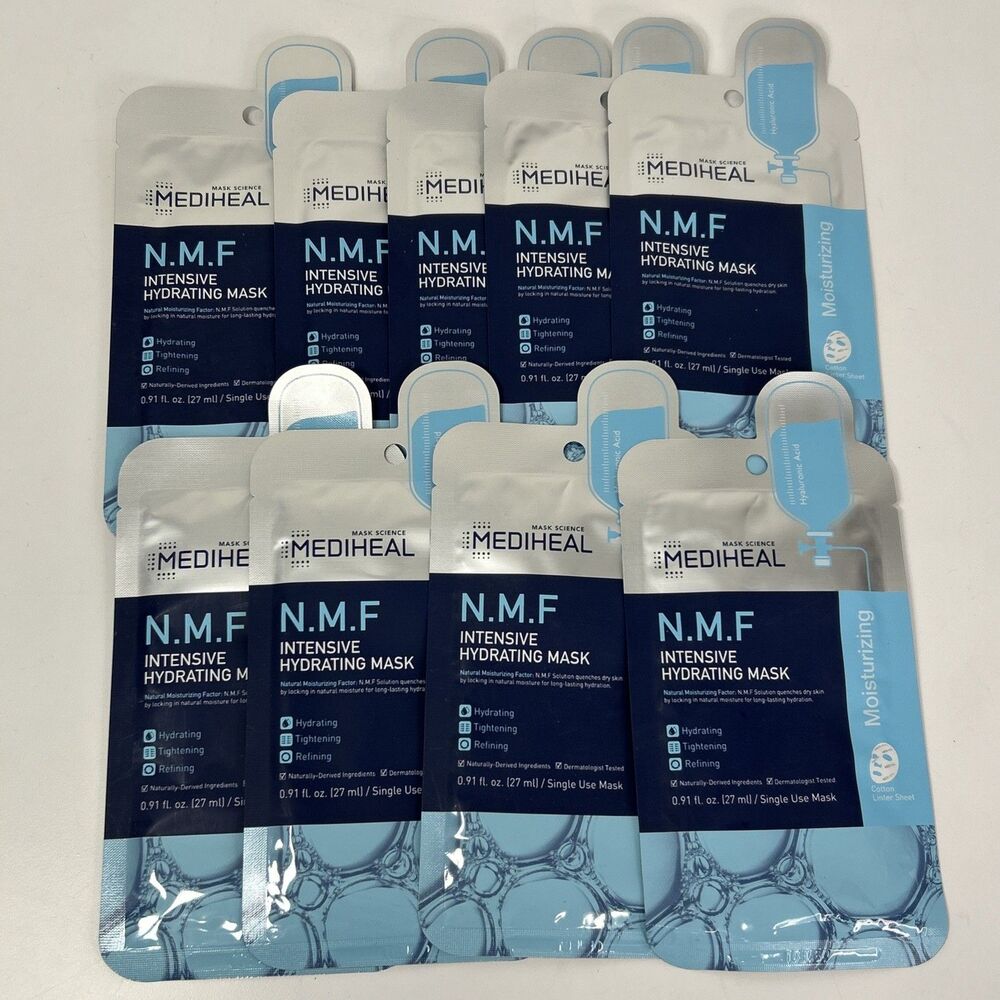 Lot Of 9 MEDIHEAL N.M.F Intensive Hydrating Mask Korea's No 1 Sheet Mask